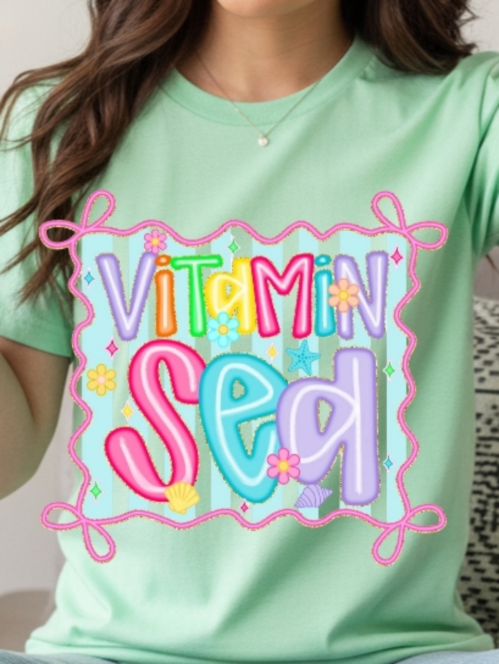 Gildan Mint Green "Vitamin Sea" Graphic Tee